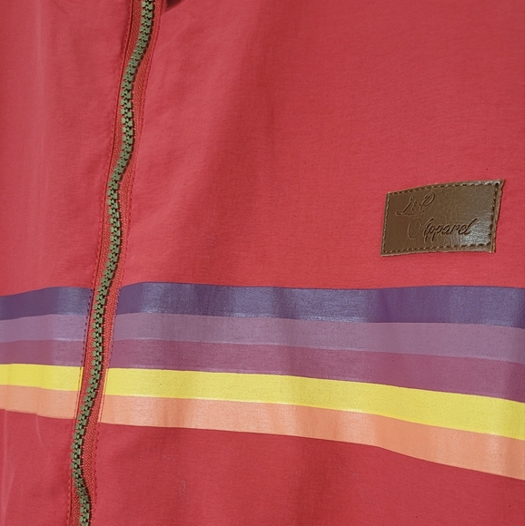 L&P Apparel Lightweight Red Rainbow Stripes Zipper Front Pockets Hoodie Small - Picture 10 of 13